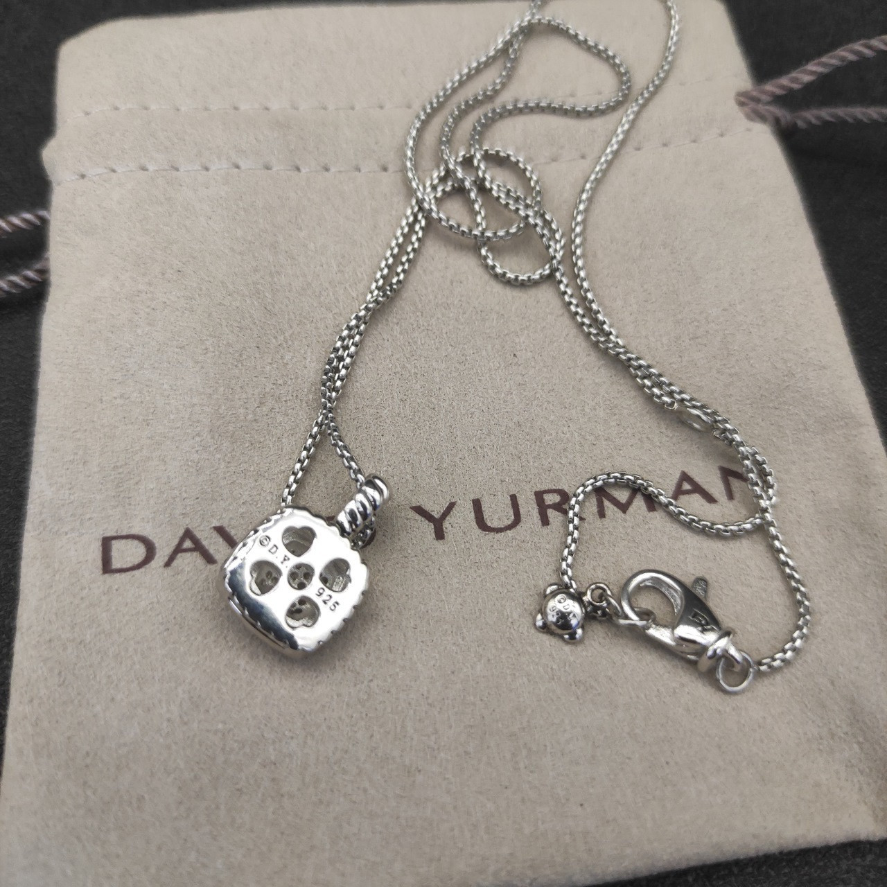 dau1d Yvrm*n square di*m*nd necklace(main stone 7mm, chain thickness 1.5mm, length 45+5cm delay chain)