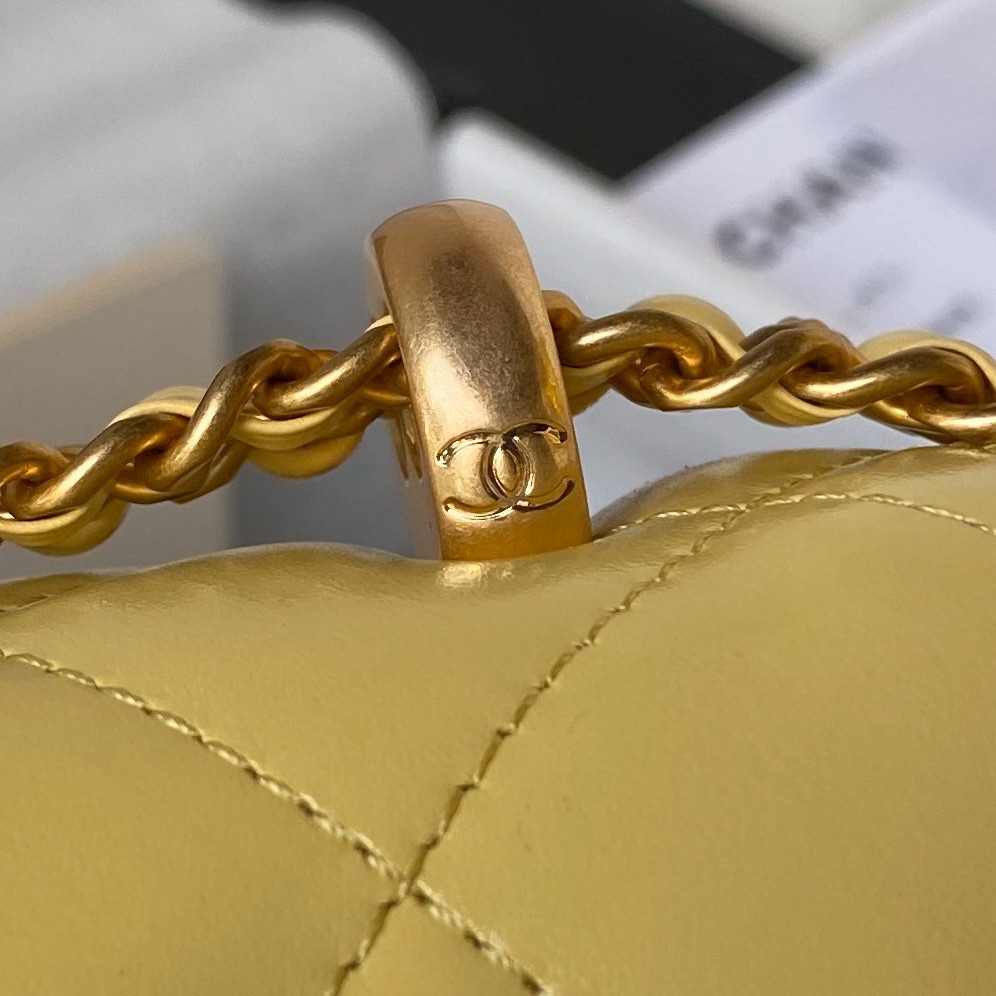 Ch*el mini flap bag yellow 12×19×8cm