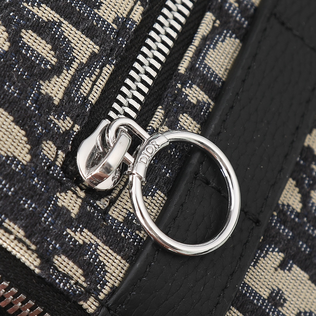 D*or safari bag with strap beige and black D*or oblique jacquard 8.5 x 6 x 2.5 inches