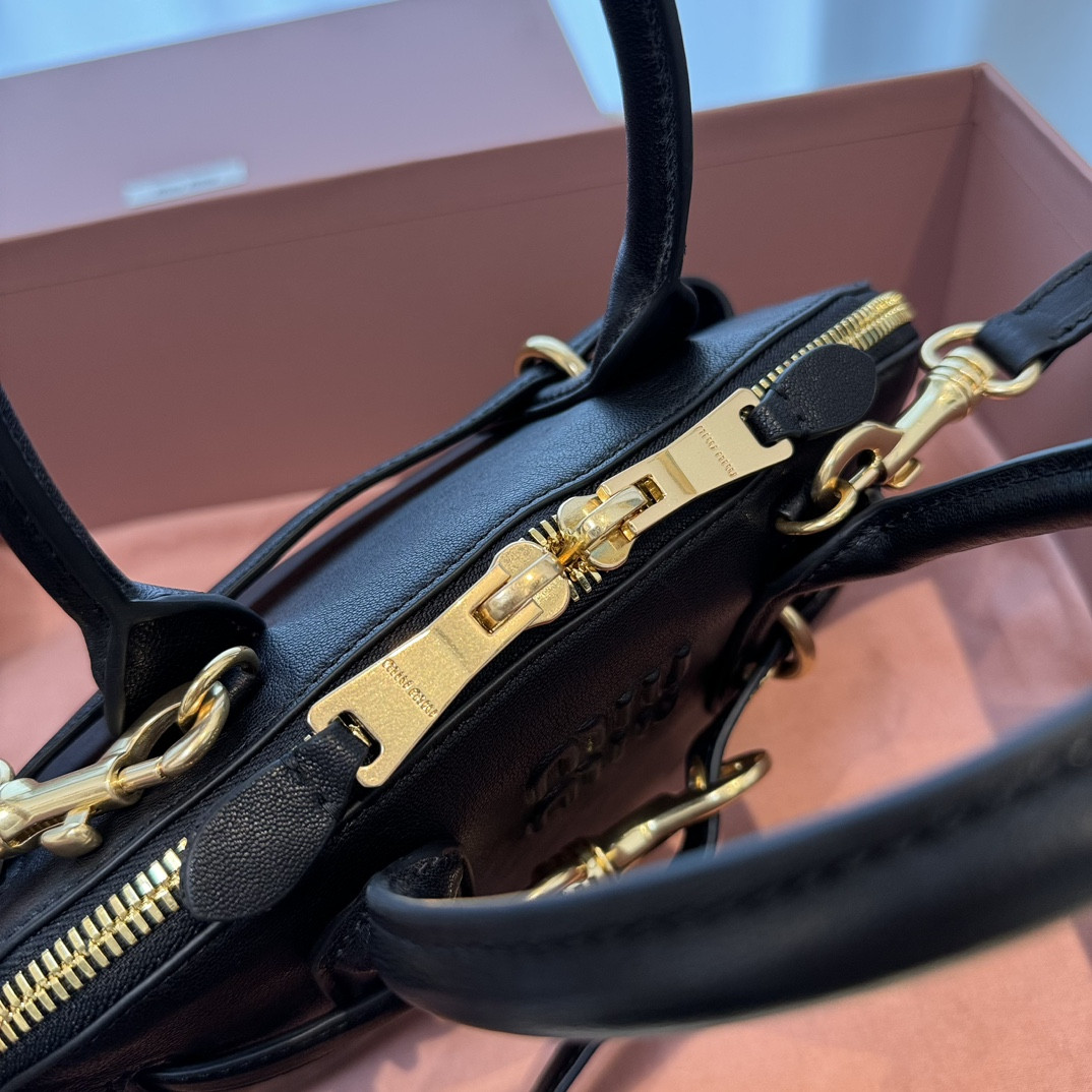 Miu Miu Aventure nappa leather top-handle bag 16.5x28x10cm