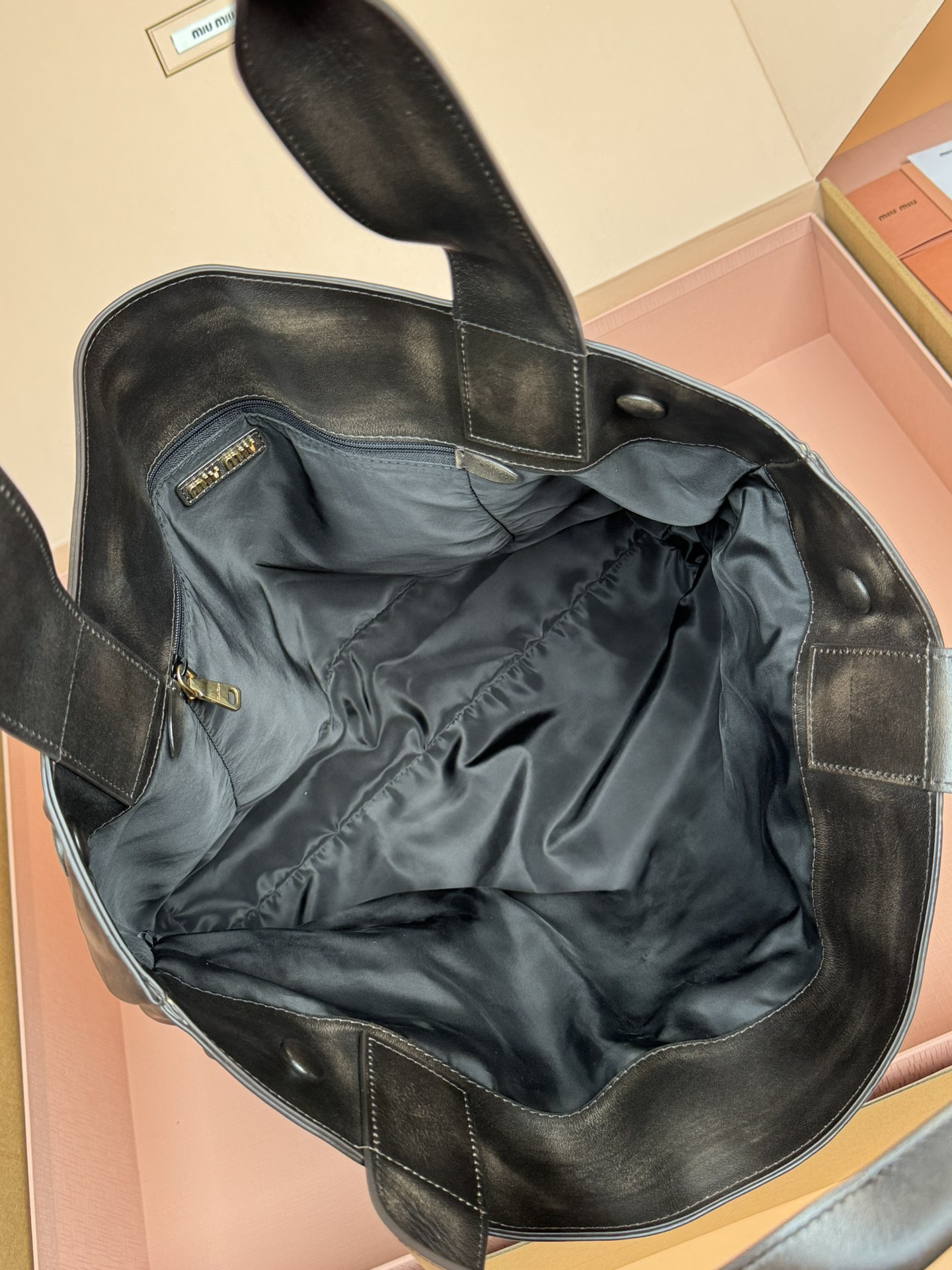 Miu Miu Leather Hobo Bag 39x38.5x11cm